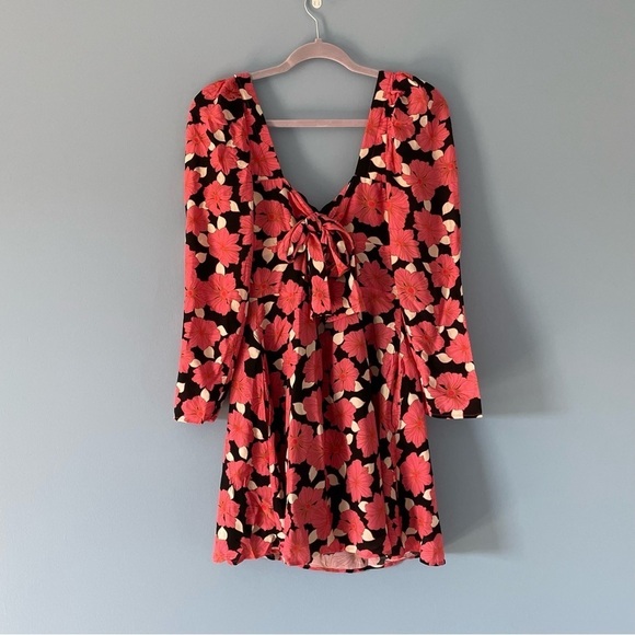 New! Reiss Andi Graphic Floral Square Neck Mini Dress nwt 18396 - Picture 7 of 14